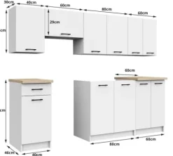 MEBLE KUCHENNE ZESTAW OLIWIA 2.4M BIAŁY-BETON