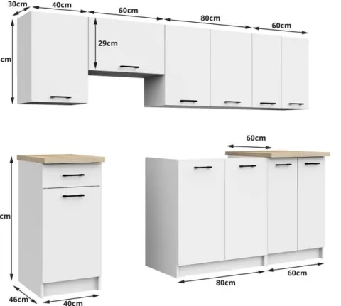 MEBLE KUCHENNE ZESTAW OLIWIA 2.4M BIAŁY-BETON