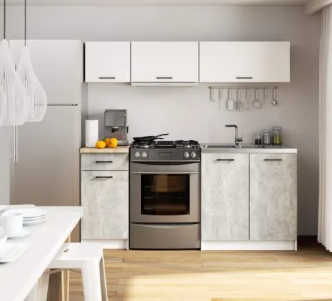 MEBLE KUCHENNE ZESTAW OLIWIA G1 1.8M BIAŁY-BETON