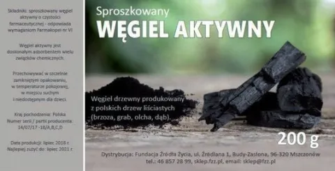 Medyczny węgiel drzewny aktywny sproszkowany - 200g