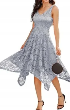 MEETJEN ELEGANCKA SUKIENKA KOKTAJLOWA Z KORONKĄ NOWA 2XL