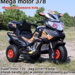 MEGA MOTOR 4 BIEGI,2 SILNIKI STRONG 2,OPARCIE, POMPOWANE KOŁA/ PB-378