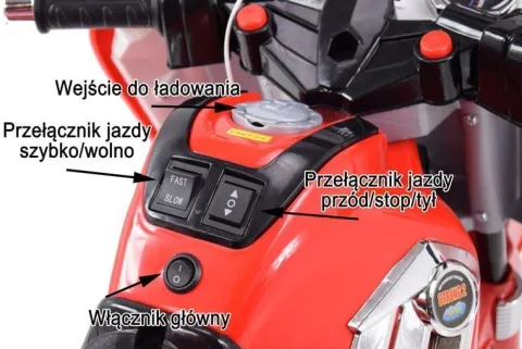 MEGA WIELKI MOTOR HERO Z DŹWIĘKAMI NA POMPOWANYCH KOŁACH NOWOŚĆ / 8815 12 V