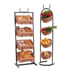 metalowy Stojak ekspozycyjny z wiklinowymi koszami Ø40 H140/150 cm