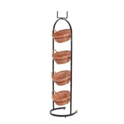 metalowy Stojak ekspozycyjny z wiklinowymi koszami Ø40 H140/150 cm