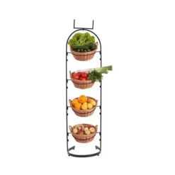 metalowy Stojak ekspozycyjny z wiklinowymi koszami Ø40 H140/150 cm