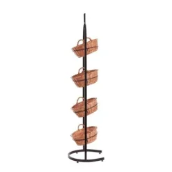 metalowy Stojak ekspozycyjny z wiklinowymi koszami Ø40 H140/150 cm