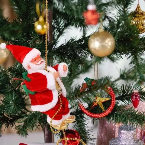 MIKOŁAJ WSPINAJĄCY SIĘ NA LINIE 100CM MELODYJKA NA PREZENT ŚWIĘTA WCHODZĄCY