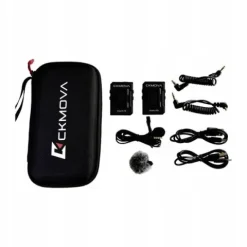 Mikrofon bezprzewodowy dwukanałowy krawatowy wbudowany akumulator 2.4 GHz
