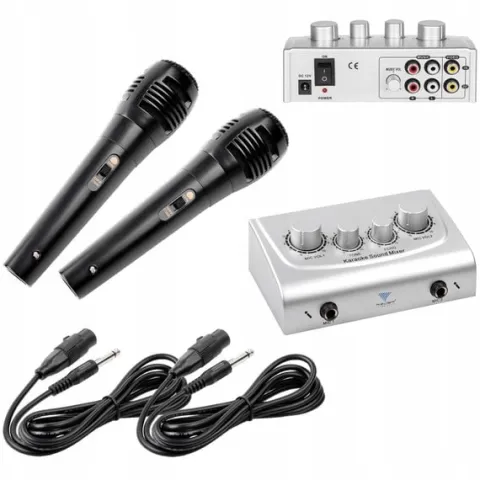 Mikrofon do KARAOKE MIKSER AUDIO z efektami ECHO 2 mikrofony w zestawie