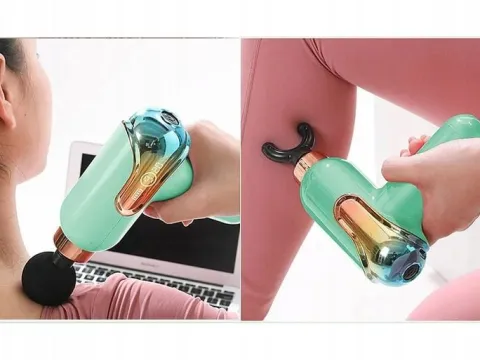 MINI PISTOLET DO MASAŻU MOCNY MASAŻER MASSAGE GUN PRZENOŚNY + 4 KOŃCÓWKI