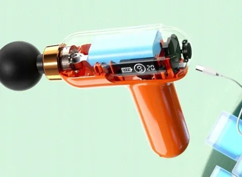 MINI PISTOLET DO MASAŻU MOCNY MASAŻER MASSAGE GUN PRZENOŚNY + 4 KOŃCÓWKI