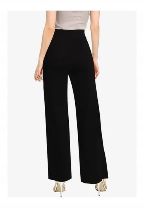 MISSGUIDED PETITE CZARNE PRĄŻKOWANE SPODNIE 34/36
