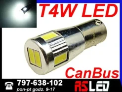 mocna żarówka LED T4W Ba9s 6 x 5730 Power SMD 12v CANBUS