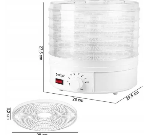 MOCNA SUSZARKA DO ZIÓŁ GRZYBÓW OWOCÓW WARZYW MOC 500W | 5 TACEK | BPA FREE