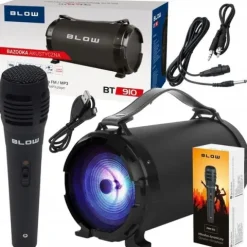 MOCNY GŁOŚNIK BLUETOOTH USB SD RADIO BOOMBOX MIKROFON PRZENOŚNY KARAOKE