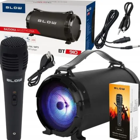 MOCNY GŁOŚNIK BLUETOOTH USB SD RADIO BOOMBOX MIKROFON PRZENOŚNY KARAOKE