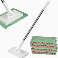 Mop do podłóg płaski z drążkiem do sprzątania 100 cm + 4x wkłady