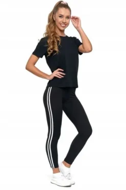 Moraj Legginsy długie z Lampasem Mocno Kryjące 1200-016 Czarne L/XL