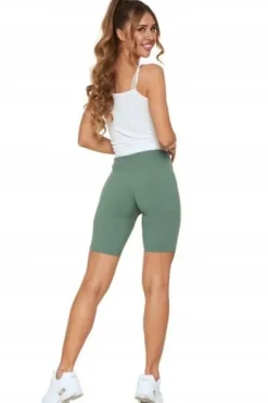 Moraj Prążkowane Legginsy Kolarki z Wysokim Stanem 850-013 Zielony L/XL