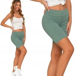 Moraj Prążkowane Legginsy Kolarki z Wysokim Stanem 850-013 Zielony L/XL