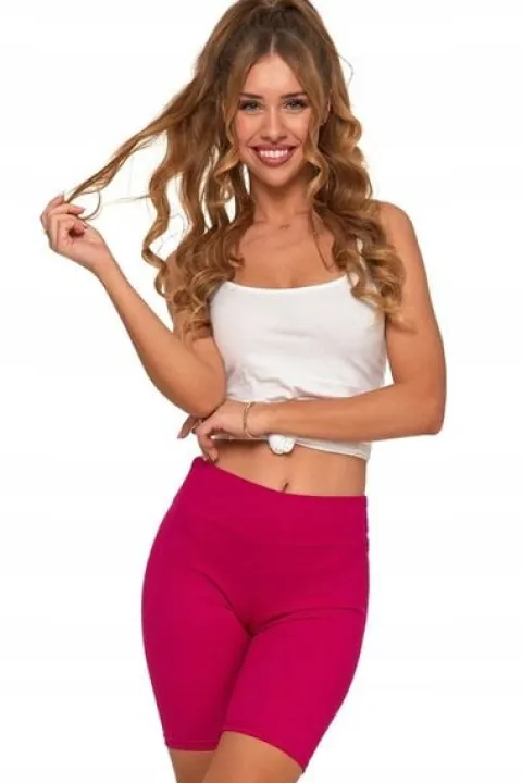Moraj Prążkowane Legginsy Kolarki z Wysokim Stanem 850-013 Fuksja L/XL