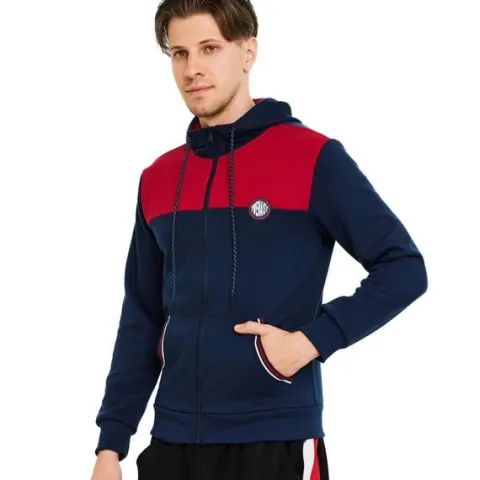 Męska Bluza Sportowa z Kapturem Treningowa na Zamek Granatowa Rozmiar S