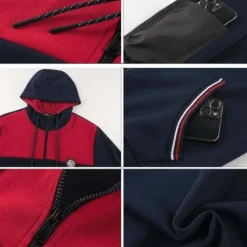 Męska Bluza Sportowa z Kapturem Treningowa na Zamek Granatowa Rozmiar S