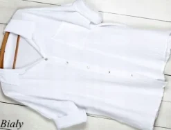 MUŚLINOWA KOSZULA TUNIKA oversize BAWEŁNA GUZIKI z masy perłowej 914