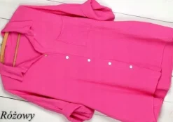 MUŚLINOWA KOSZULA TUNIKA oversize BAWEŁNA GUZIKI z masy perłowej 914