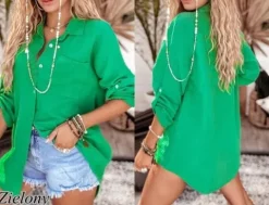 MUŚLINOWA KOSZULA TUNIKA oversize BAWEŁNA GUZIKI z masy perłowej 914