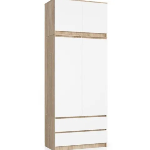 Nadstawka na szafę S 90 cm - dąb sonoma-biała - 2 drzwi