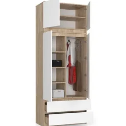 Nadstawka na szafę S 90 cm - dąb sonoma-biała - 2 drzwi