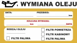 Naklejki serwisowe WYMIANA ROZRZĄDU OLEJU KLIMA