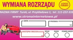 Naklejki serwisowe WYMIANA ROZRZĄDU OLEJU KLIMA