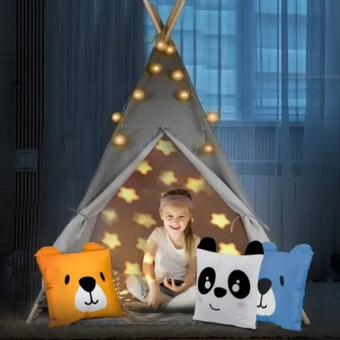 Namiot tipi dla dzieci ze światełkami Nukido - szary