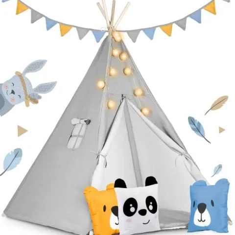 Namiot tipi dla dzieci ze światełkami Nukido - szary