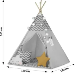 Namiot tipi dla dzieci ze światełkami Nukido - szary