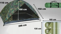 NAMIOT TURYSTYCZNY 2 OSOBOWY Z TROPIKIEM 3000mm KEMPINGOWY WODOODPORNY MORO