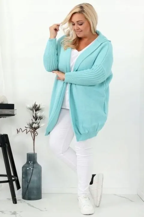 Narzutka kardigan oversize miętowa plus size