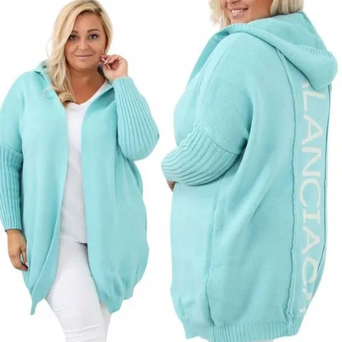 Narzutka kardigan oversize miętowa plus size