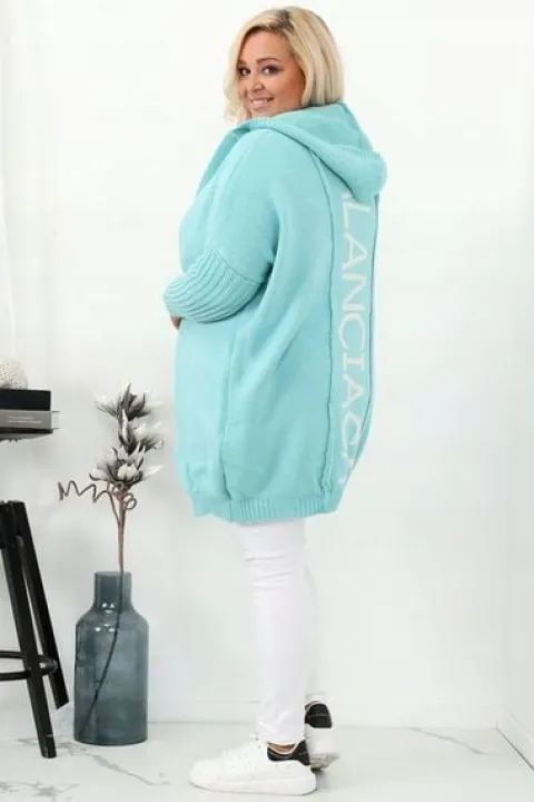 Narzutka kardigan oversize miętowa plus size