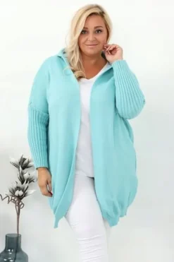 Narzutka kardigan oversize miętowa plus size