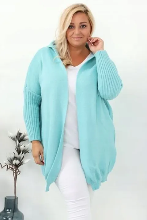 Narzutka kardigan oversize miętowa plus size