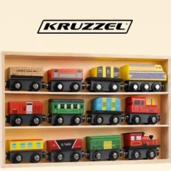 ND12_17389 Kolejka drewniana- pociąg 12szt. Kruz