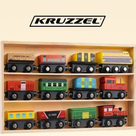 ND12_17389 Kolejka drewniana- pociąg 12szt. Kruz