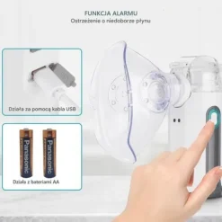 NEBULIZATOR SIATECZKOWY INHALATOR PRZENOŚNY CICHY DLA DZIECI I DOROSŁYCH