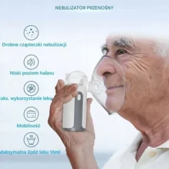 NEBULIZATOR SIATECZKOWY INHALATOR PRZENOŚNY CICHY DLA DZIECI I DOROSŁYCH