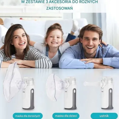 NEBULIZATOR SIATECZKOWY INHALATOR PRZENOŚNY CICHY DLA DZIECI I DOROSŁYCH
