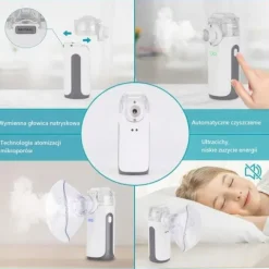 NEBULIZATOR SIATECZKOWY INHALATOR PRZENOŚNY CICHY DLA DZIECI I DOROSŁYCH